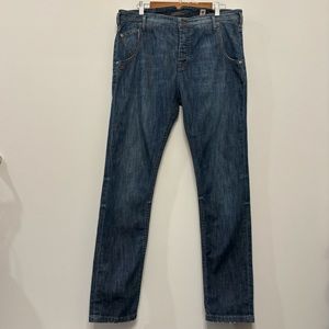 Daniele Alessandrini Button Fly Blue‎ Wash Jeans Distressed Stretch Men’s 31